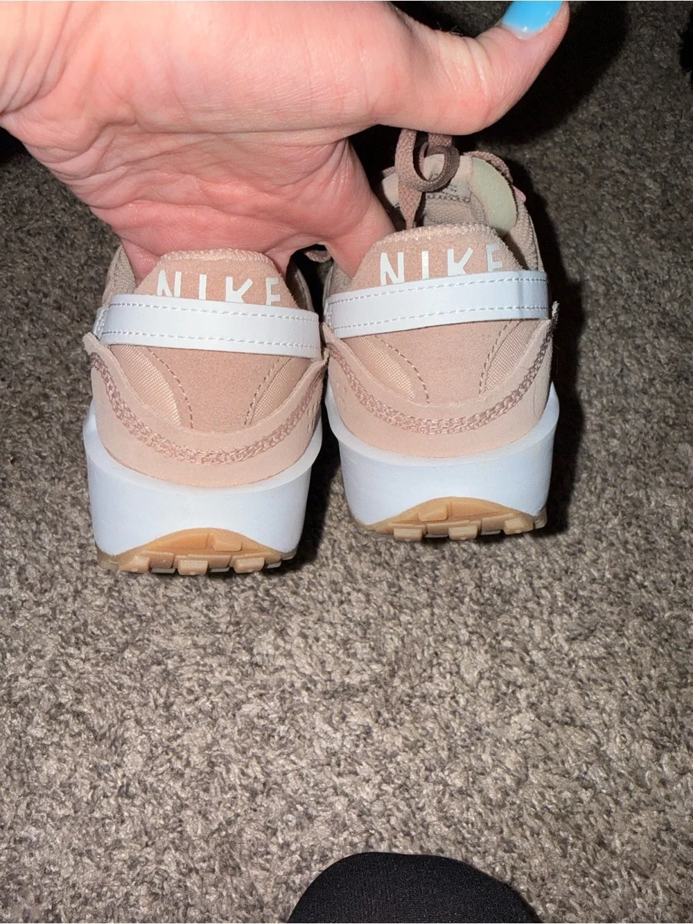 Nike Women's Blush Pink Retro Runner Sneakers with White Swoosh